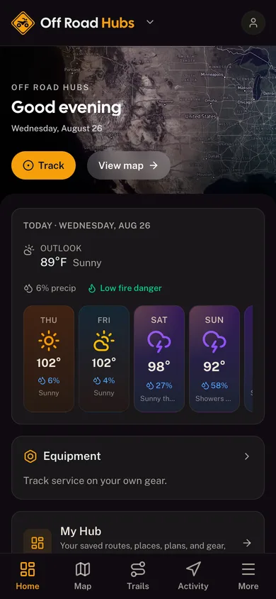 The GoHubs app dashboard for one activity